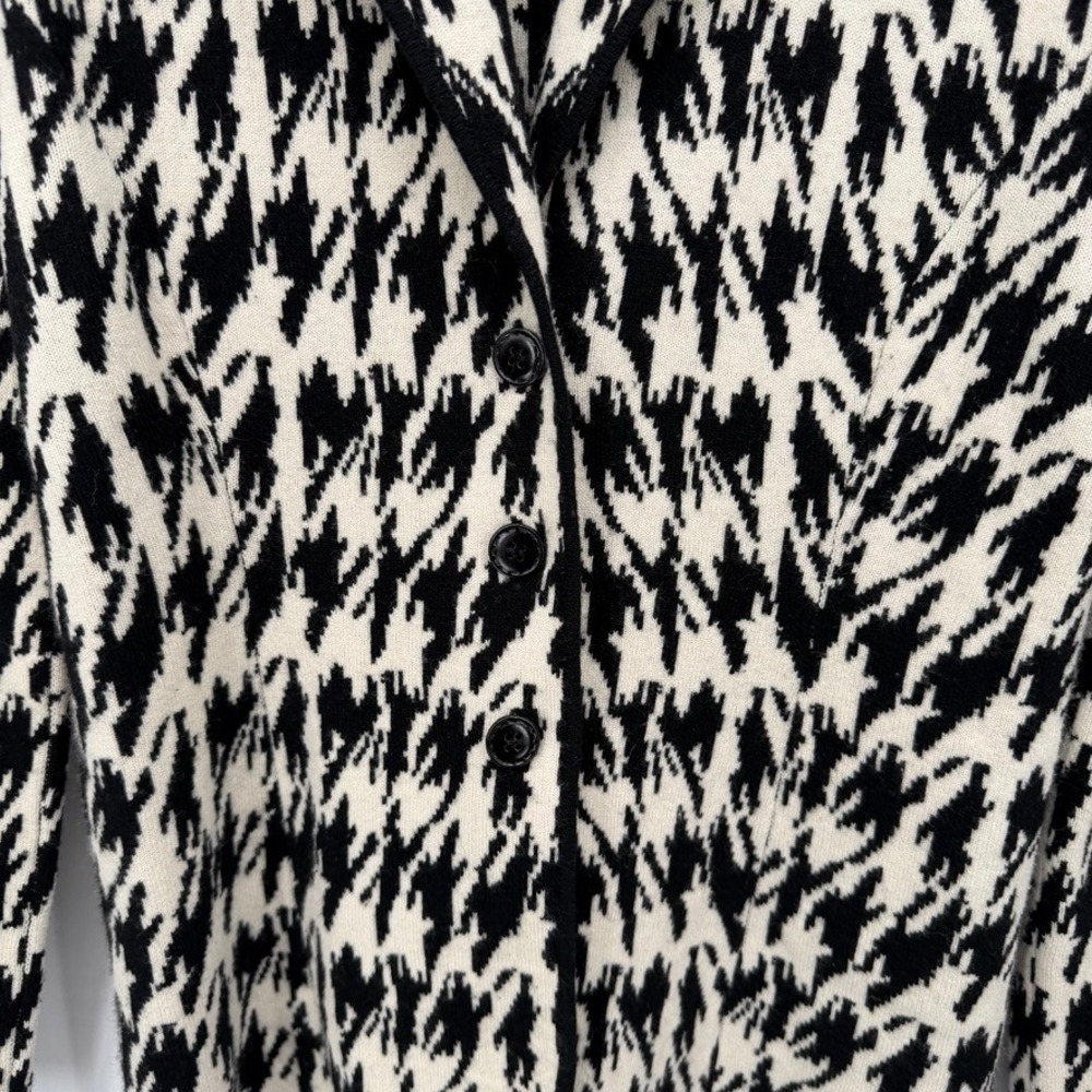 Neiman Marcus Cashmere Collection Button Front Cardigan Abstract Houndstooth XL - Picture 4 of 9